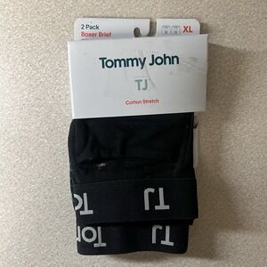 Tommy John Mens 2 Pack Blue/Black Boxer Brief 6" Inseam Cotton Sz XL
